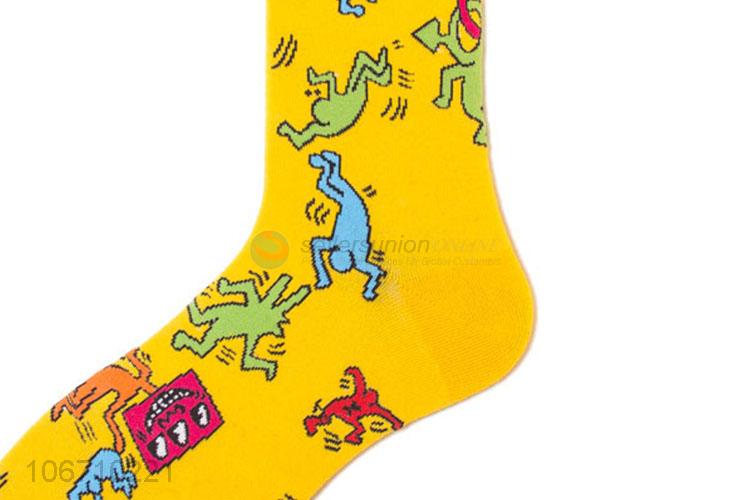 Good Sale Cute Cartoon Pattern Men Mid-Calf Length Sock