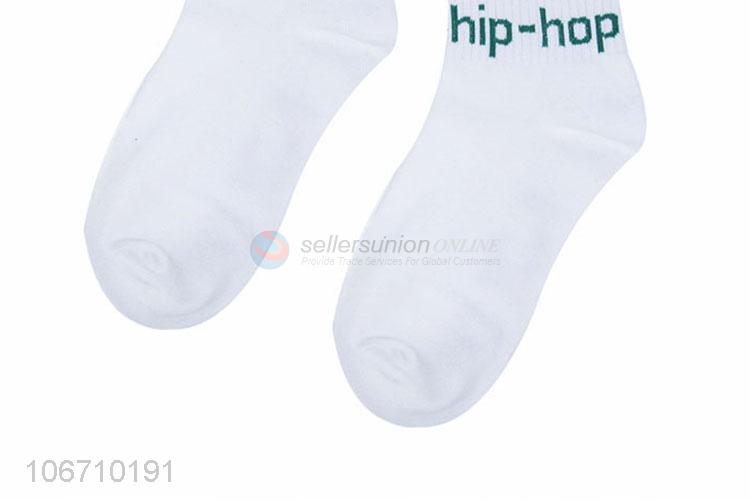 New Design Breathable Mid-Calf Length Sock Men White Socks