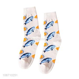 High Quality Fish Pattern Long Socks Men Mid-Calf Length Sock