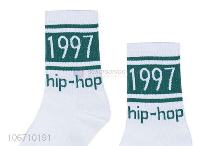New Design Breathable Mid-Calf Length Sock Men White Socks