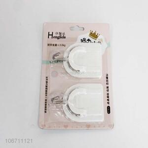 Best selling 2pcs heavy duty white plastic sticky hooks