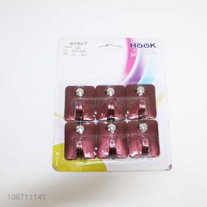 Wholesale cheap 6pc/set colored plastic sticky hooks wall hooks