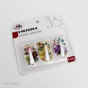 China factory flower printed sticky hooks wall hooks