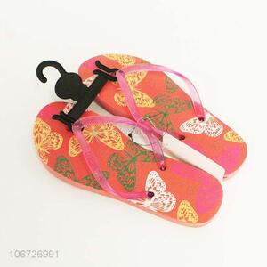 Wholesale Butterfly Pattern Beach Slippers Ladies Flip Flops