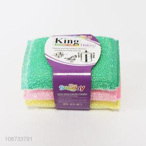 Good Sale 3 Pieces Colorful Sponge Scouring Pad