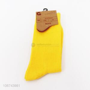 Hot Selling Breathable Yellow Sock Men Cotton Socks