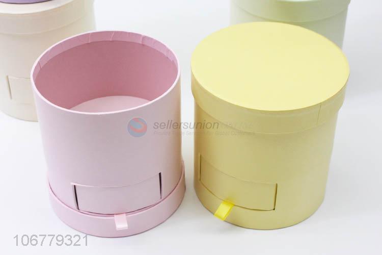 Top grade candy-colored cylindrical paper gift box with drawer