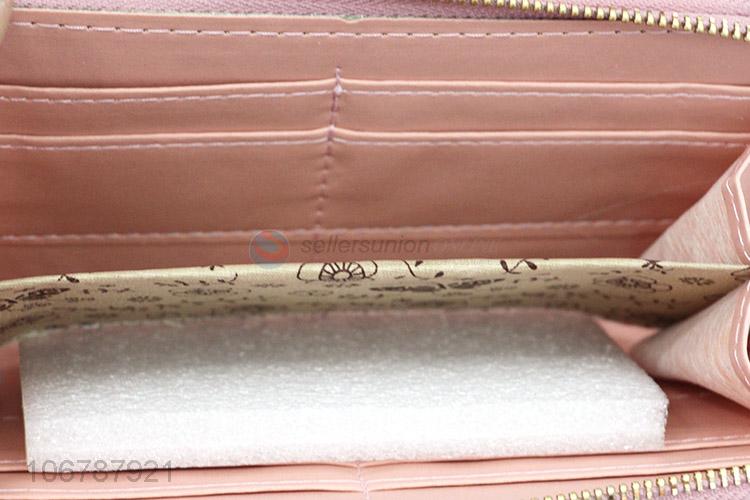 High Quality Ladies Double Zipper Wallet PU Leather Purse