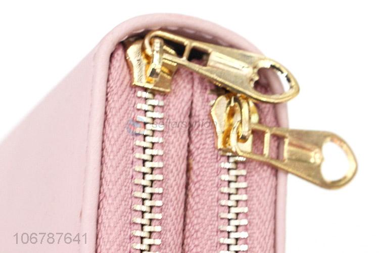 Popular Candy Color Double Zipper Purses Ladies Wallet