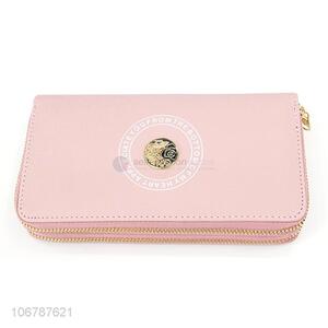 Best Sale Pink Womens Purses Double Zipper Wallet