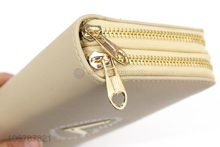 Best Sale Double Zipper Long Purses Fashion Ladies Wallet