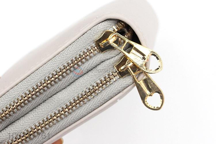 Good Sale PU Leather Double Zipper Wallet For Ladies