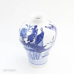 New Arrival Knife Carved Blue And White Porcelain Vase