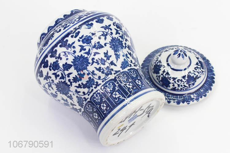 New Arrival Blue And White Porcelain Storage Jar With Lid