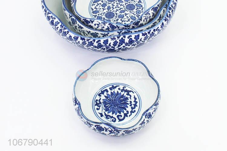 Delicate Design 4 Pieces Blue And White Porcelain Flower Cylinder Set