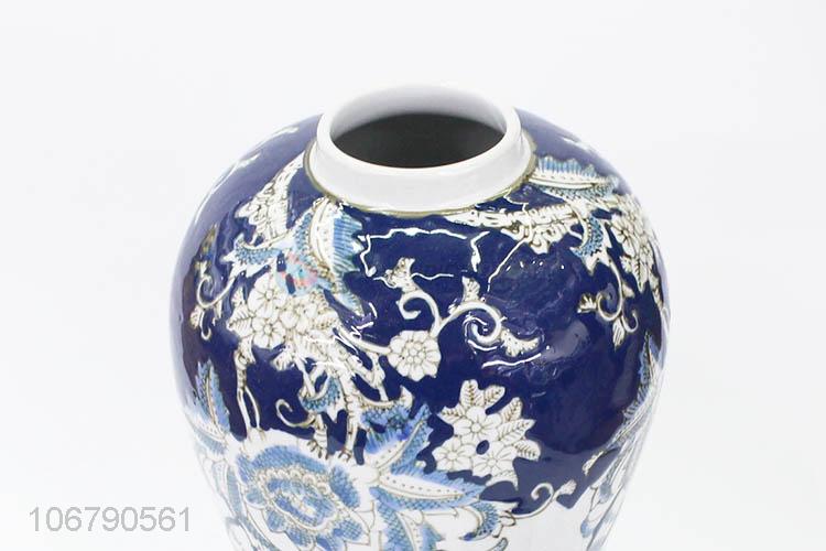 Popular Decoration Crafts Blue And White Porcelain Storage Jar