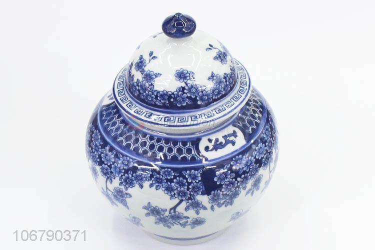 Best Sale Blue And White Porcelain Jar Multipurpose Ceramic Pot