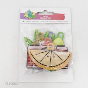 Wholesale price 6pcs flat fruit pvc foam keyring pendants