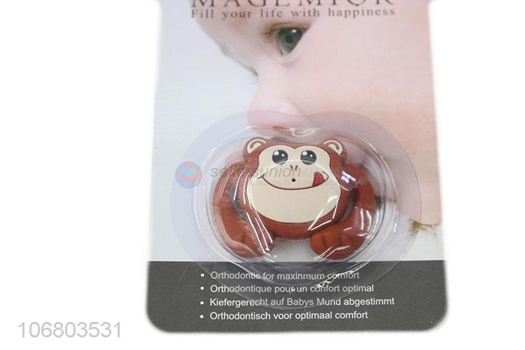 Attractive design cartoon monkey silicone baby nipples teething pacifier