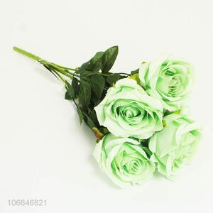 Promotional popular decorative light green 5 heads simulation rose