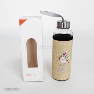 Hot Selling Product Leakproof Transparent Portable Reusable Glass Water Bottle