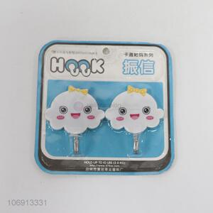 Best quality 2pcs cartoon cloud plastic sticky hooks for clothes