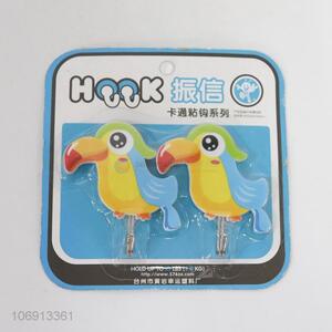 Hot sale 2pcs cartoon toucan plastic sticky hooks for clothes