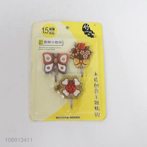 Heavy duty 3pcs cartoon plastic sticky hooks for clothes