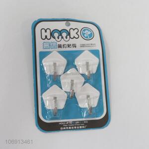 Low price 5pcs plastic sticky hooks self adhesive hooks