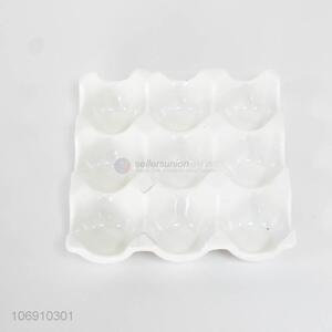 Good quality kitchenware white ceramic egg tray holder