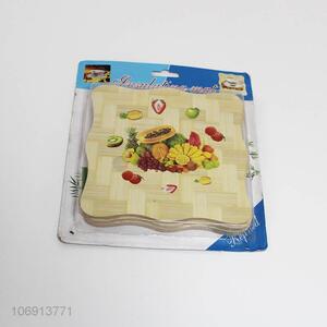 Wholesale durable 4pcs bamboo kitchen coasters thickened bamboo heat pad