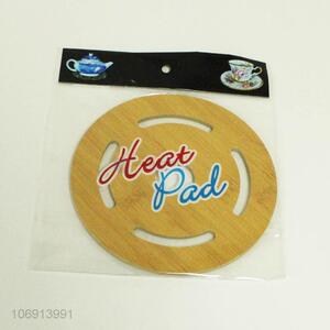 Custom logo pierced bamboo heat pad dish mat kitchen pot pad