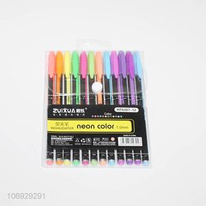 Best sale 12pcs plastic highlighters highlight marker pens