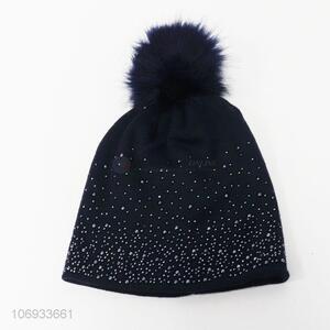 Best Selling Acrylic Fibers Warm Hat With Pompon Ball