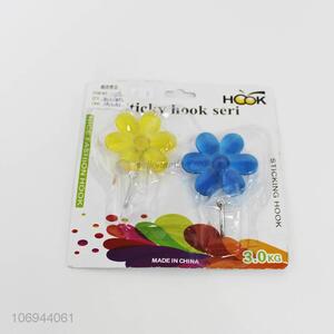 Low price 2pcs flowers shaoed household plastic sticky hooks