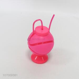 Wholesale ball shape bottle with straw plastic drinking bottle water bottle
