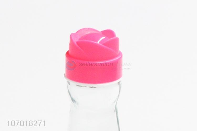 Custom Flower Lid Glass Condiment Bottle For Kitchen