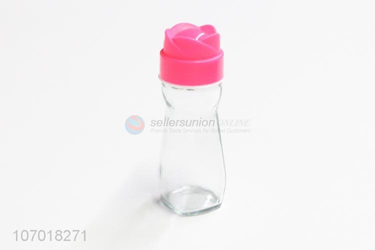 Custom Flower Lid Glass Condiment Bottle For Kitchen