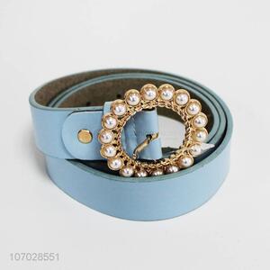 Factory wholesale stylish female pu leather belt with alloy buckle