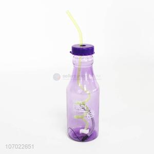 Unique Design Portable Plastic Water Bottle With Straw