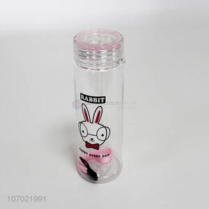 Cartoon Rabbit Pattern Transparent Plastic Water Bottle
