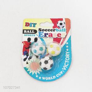 High Quality 3 Pieces Soccer Ball Shape Eraser