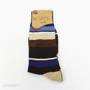 China supplier colorful striped men crew sock mid-calf length sock