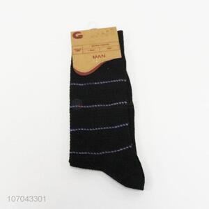 Low price striped men crew sock mid-calf length sock