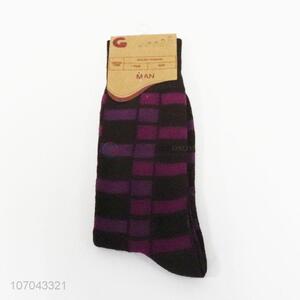 Wholesale trendy plaid men crew sock mid-calf length sock