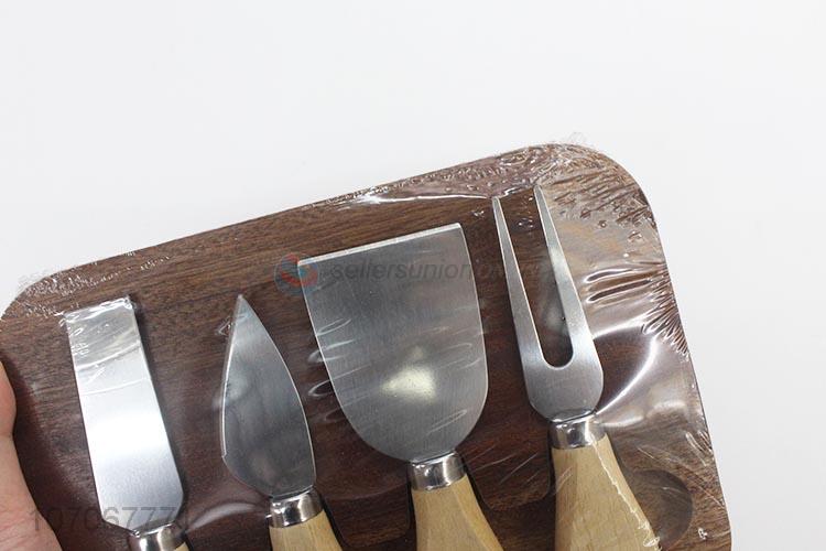 Top Quality 4 Pieces Cheese Knife With Cheese Cutting Board Set