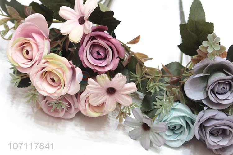 Cheap Home Decoration Simulation Flower Bouquet Rose Artificial Flowers