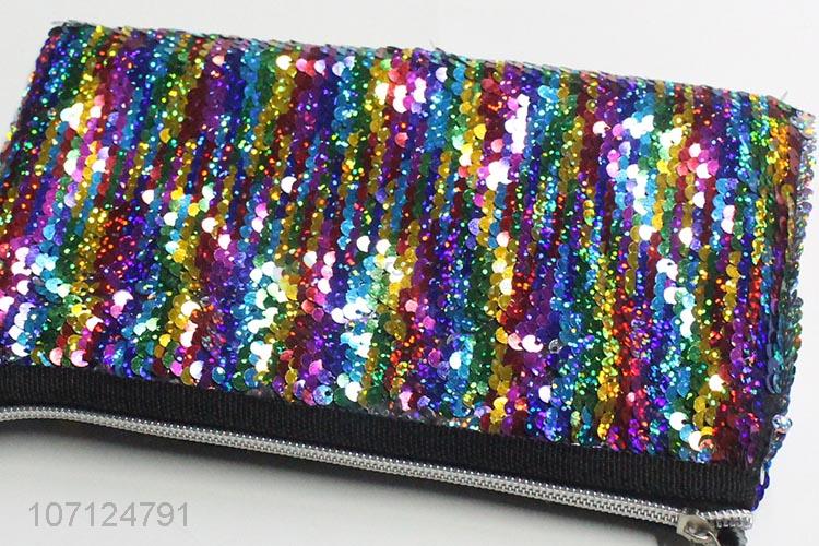 Fashion Colorful Sequins Pen Bag With Zipper