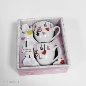 Unique design Valentine day gift ceramic coffee couple mugs