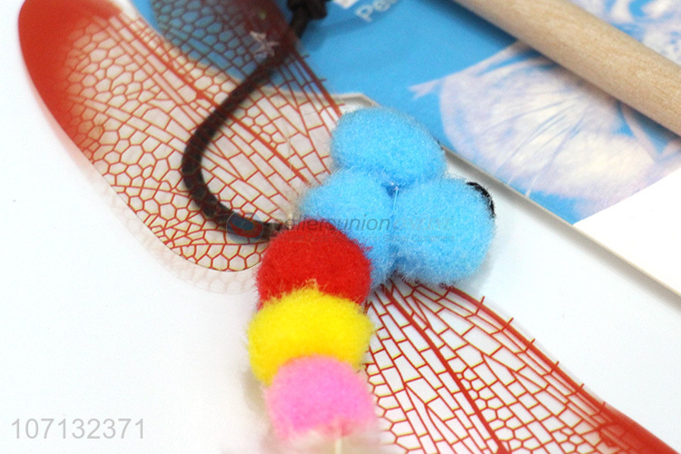 New Style Colorful Dragonfly Funny Cat Toys Cat Teaser Stick